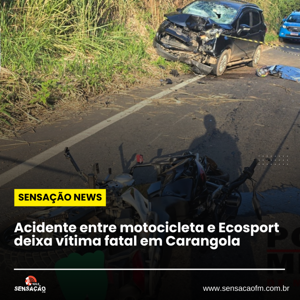 Acidente entre motocicleta e Ecosport deixa vítima fatal em Carangola