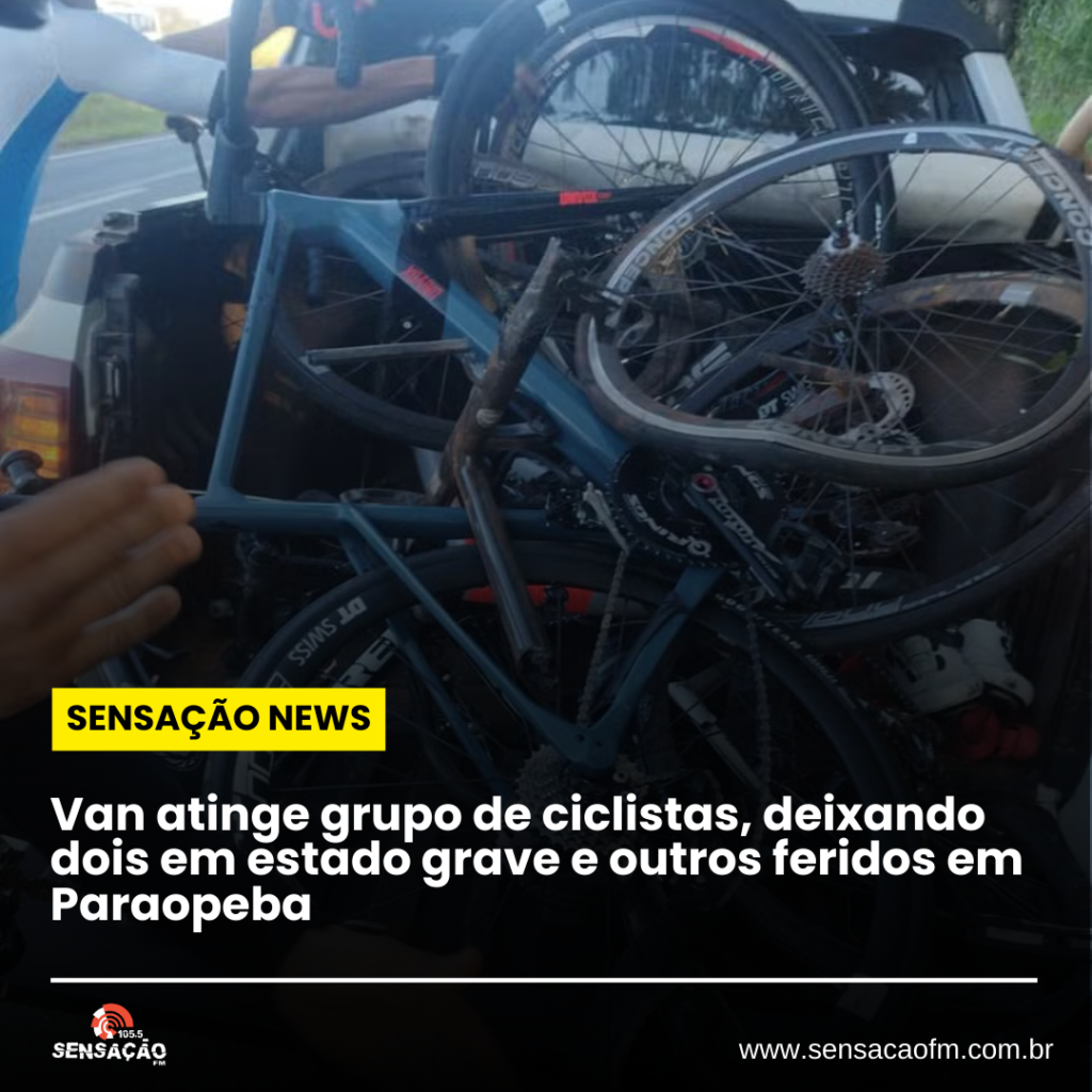 Van atinge grupo de ciclistas, deixando dois em estado grave e outros feridos em Paraopeba